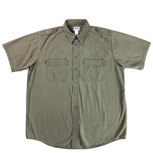 LL Bean Buzz Off Shirt Mens L Green Insect Shield Safari Military Cotton